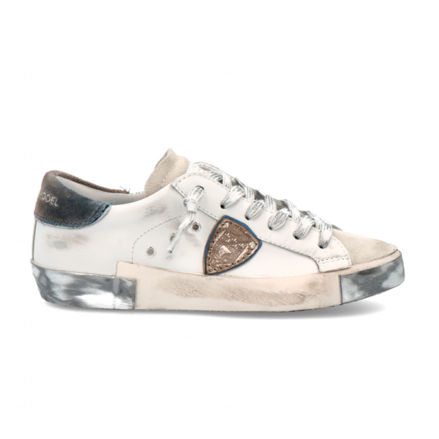 PRSX Low Sneaker / Veau Velour Blanc Argent