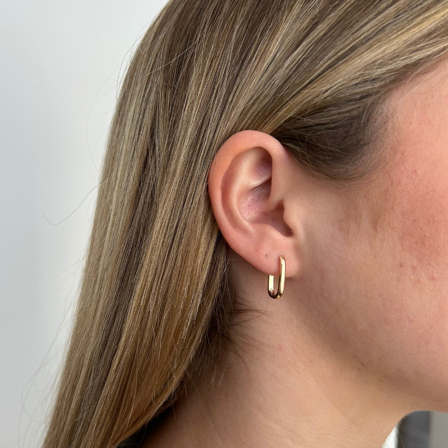 Rounded mini square hoop earring