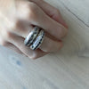 Silver Ring with High Rise Black Diamonds