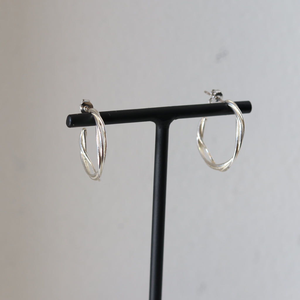 3 Twisted Band Silver earring,