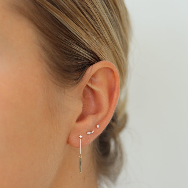 14k Gold Fine Line with Bar Earring